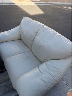 Love seat white leather couch