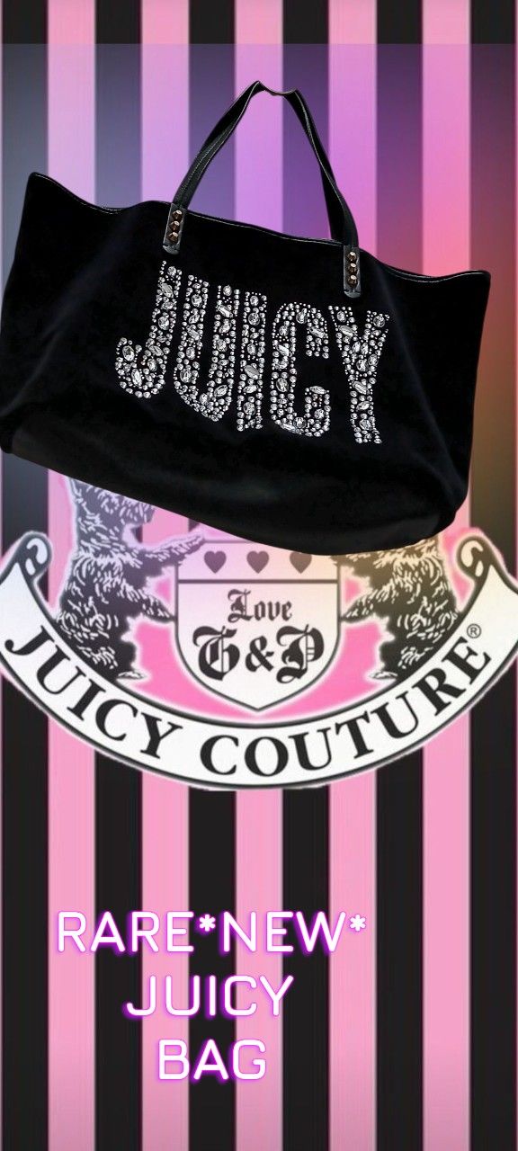RARE*NEW*JUICY CRYSTALS RHINESTONE VELOUR BAG🩷
