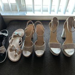 Bundle of 4 sparkly women’s shoes – perfect for parties, weddings, or events! Sizes: 9/10