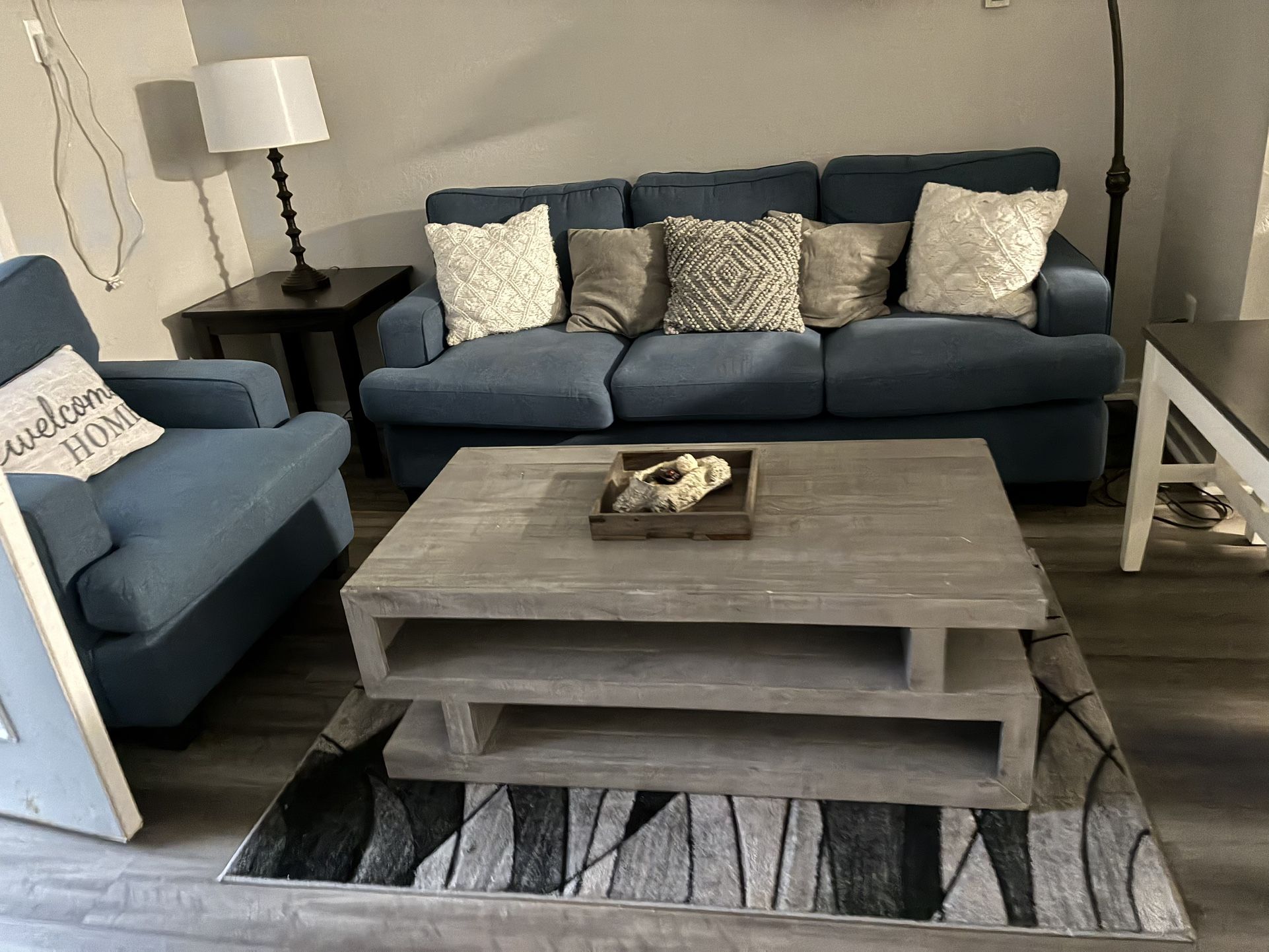 Coffee Table, Entertainment Center & Couch 