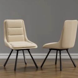 Set of 2 Luxury Dining Chair 360° Swivel High Back Dining Room Chair Armless AU