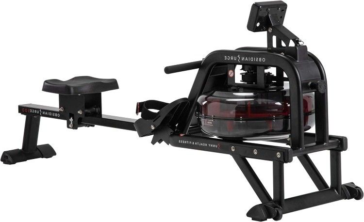 Sunny Health & Fitness Smart Water Rowing Machine with Intense Dynamic Real-Time Resistance