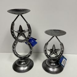 Lone Star Pillar Candle Holders New/Tag!