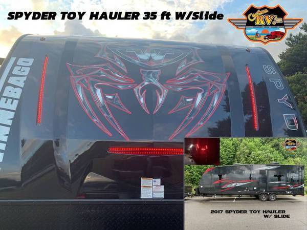 2017 Winnebago Spyder Toy Hauler 35ft-w/slide-front walk around bed-sleeps 8