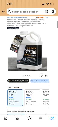 New DOMINATOR Concrete Sealer for Driveway 1 Gallon | Penetrating Water Based Paver Sealer Outdoor Waterproof | Natural Look Cement Sealer for Concret