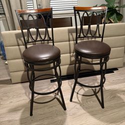 Set of 2 Swivel Bar Stools with Back
