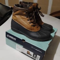 Magellan Outdoor Mens 163995 Brown Leather Lace Up Ankle Hiking Boots Men's Size 8 $30.00