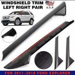 Moldura FOR 11-19 FORD EXPLORER OUTER WINDSHIELD A-PILLAR TRIM MOLDING PANEL LEFT+RIGHTm