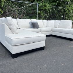 Pearl White 3Pcs DualChaise Sectional