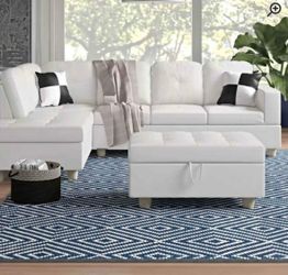 White leather sectional couch