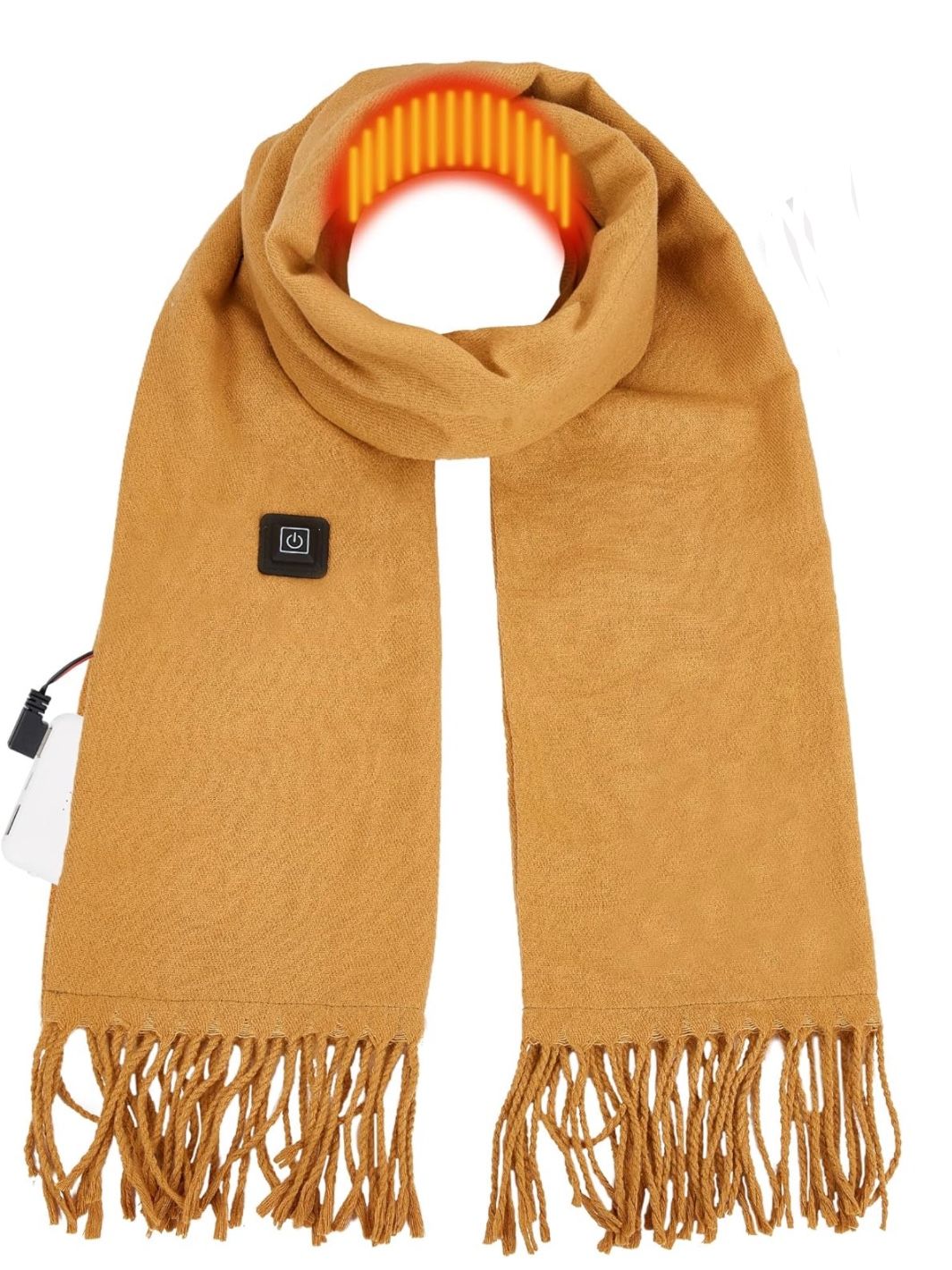 Heated Scarf with Rechargeable Battery Fashion Long Neck Scarfs 3 Levels Temperature Control Washable Warmer (battery not included) open box