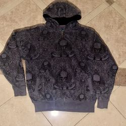 Elixir Skull Y2K Affliction Cross Bone Skull Zipper Hoodie XL Skater, Boarder