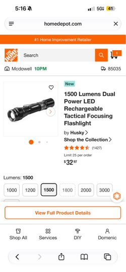 husky 1500 lumens flashlight