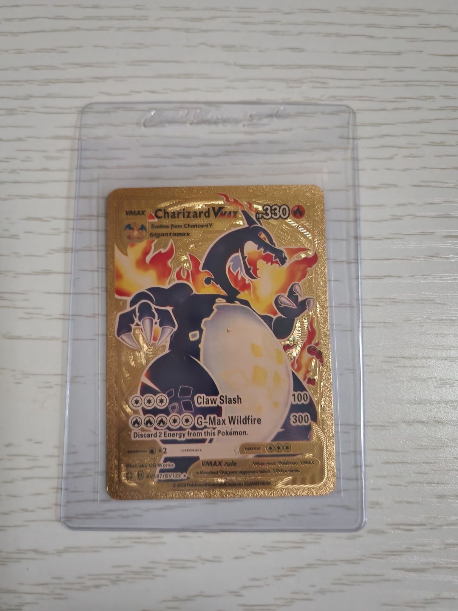 Charizard VMAX SV107/SV122 Shiny Rare Gold Foil Fan Art Pokemon card
