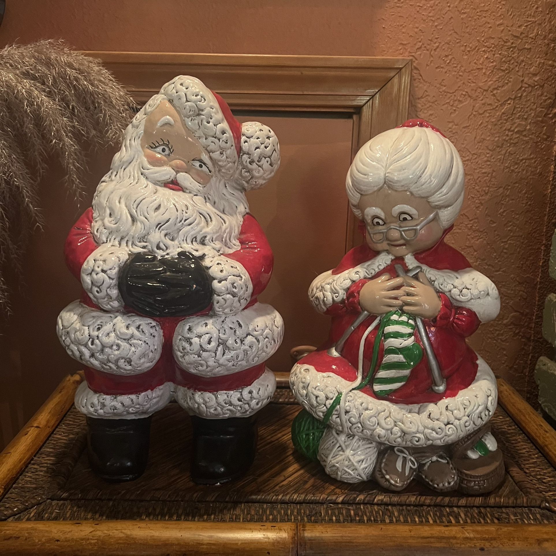 Ceramic Santa & Mrs Claus Christmas Decoration