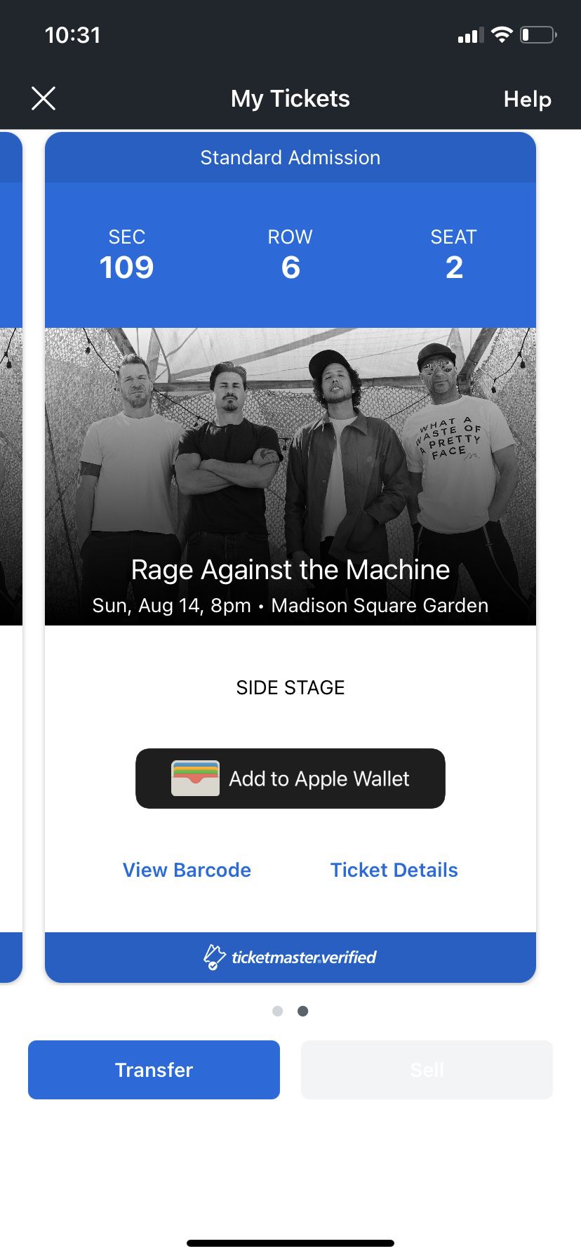 2 Rage Against The Machine Concert Tickets 8/14 MSG, New York