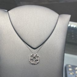 10k White Gold Diamond Heart ❤️ ❤️❤️ Pendant With Chain Including Together.