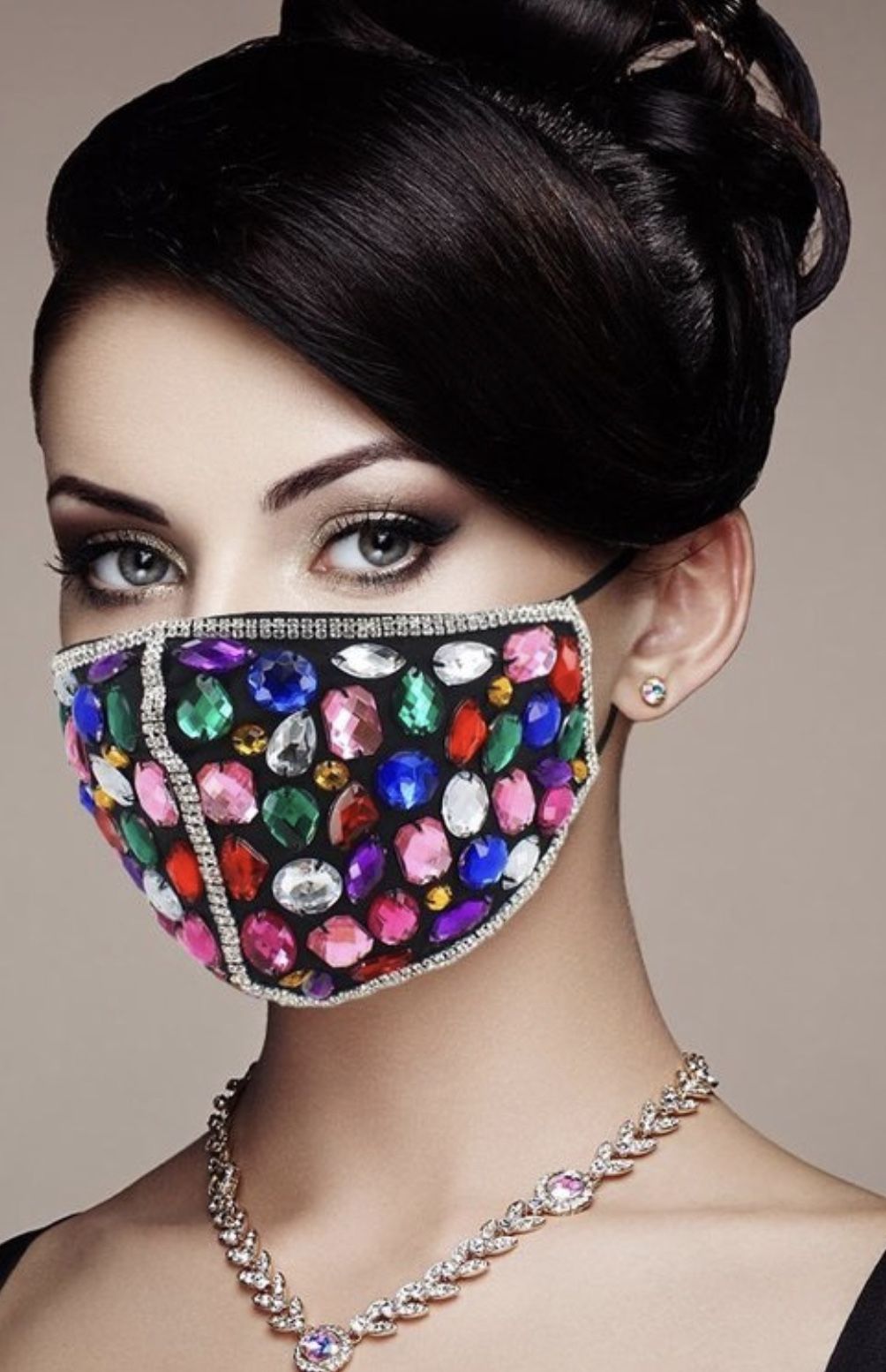 Multi Color Rhinestone Mask