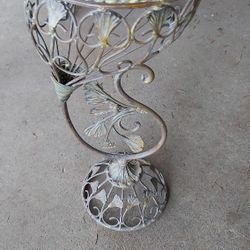 Ornate Vintage Wrought Iron Plant Stand 