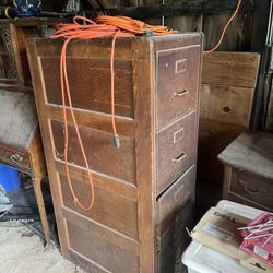 Antique Wood Filing Cabinet