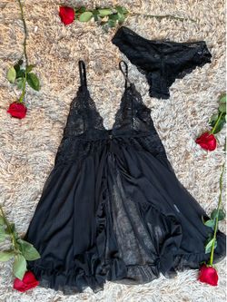 Black Lace Babydoll Lingerie Set