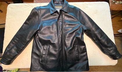 Mens Vintage 1990s Black Leather Jacket MEDIUM