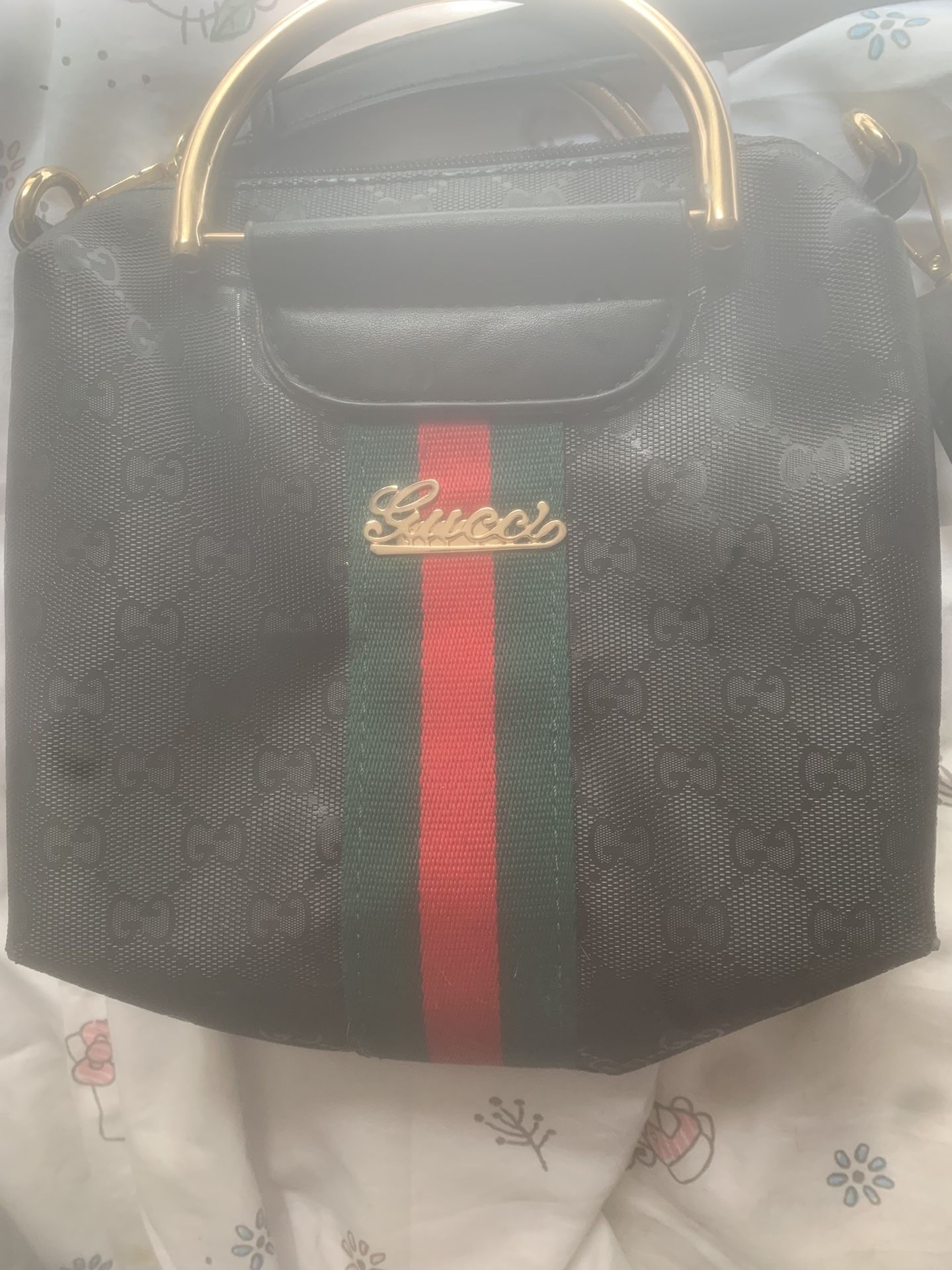 Black And Gold Gucci Cross Body Bag