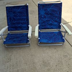 Two foldable & adjustable beach or river chairs
