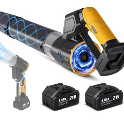 Electric Leaf Blower Cordless, 180° Rotatable, 2 Batteries & Charger, Handheld Leaf Blowers for Lawn Care, 4 Speed Mode, Portable Lightweight Grass Bl