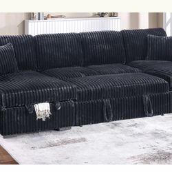 3- Piece Convertible Sectional  Sleep Sofa &  2 Storage  60"x 120" x60"