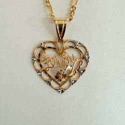 14K Gold 3-Tone Heart Charm