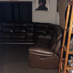 Brown Leather Sectional