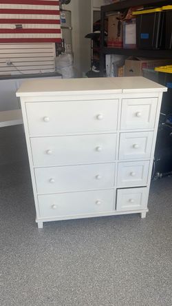 White Wood Dresser with Multiple Drawers