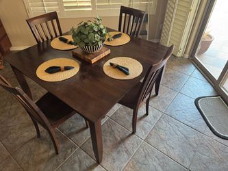 Dark Wood Dining Table with 4 Chairs