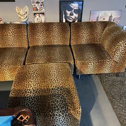 Cheetah Print Sectional Sofa, Loveseat, Lounger