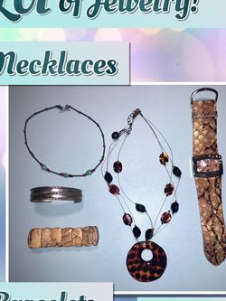 Two Necklaces, Two Bracelets, And One Watch- Very Inexpensive “Lot” Of Jewelry