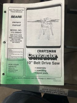 Sears craftsman 10” belt drive table saw