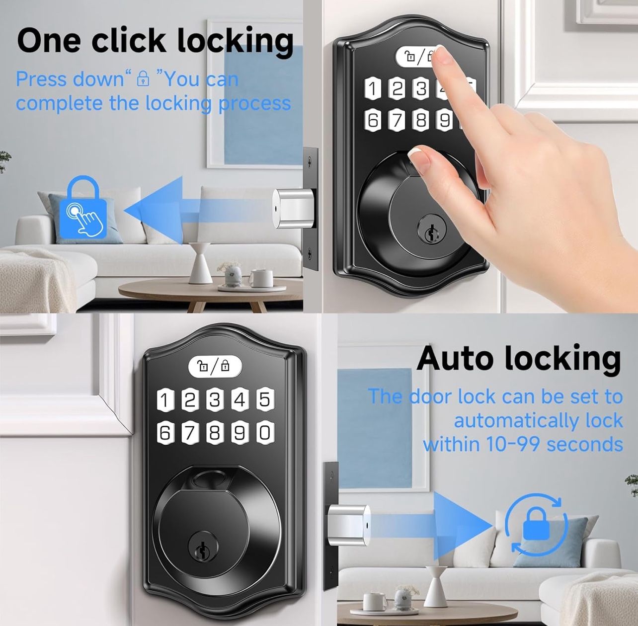 Veise Keyless Entry Door Lock with Handle, Electronic Keypad Deadbolt, Smart Door Lock, Oil Rubbed Bronze Veise Keyless Entry Door Lock with Handle, Electronic Keypad Deadbolt, Smart Door Lock, Oil Rubbed Bronze