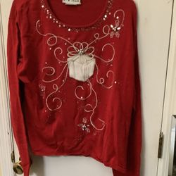 CHOICE of ONE of three pictured CHRISTMAS theme sweaters SIZE LARGE