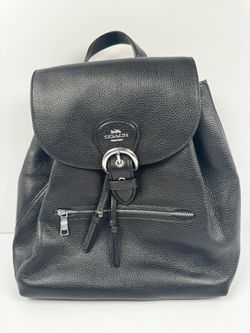 Coach Backpack Kleo Drawstring Bag Pebble Leather Black