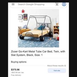 Zooer Go-cart Metal Tube Car twin bed with slat system 