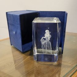 Etched Crystal Glass Paper weight 