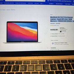 MacBook Air 13.3” Laptop 128G (2020)