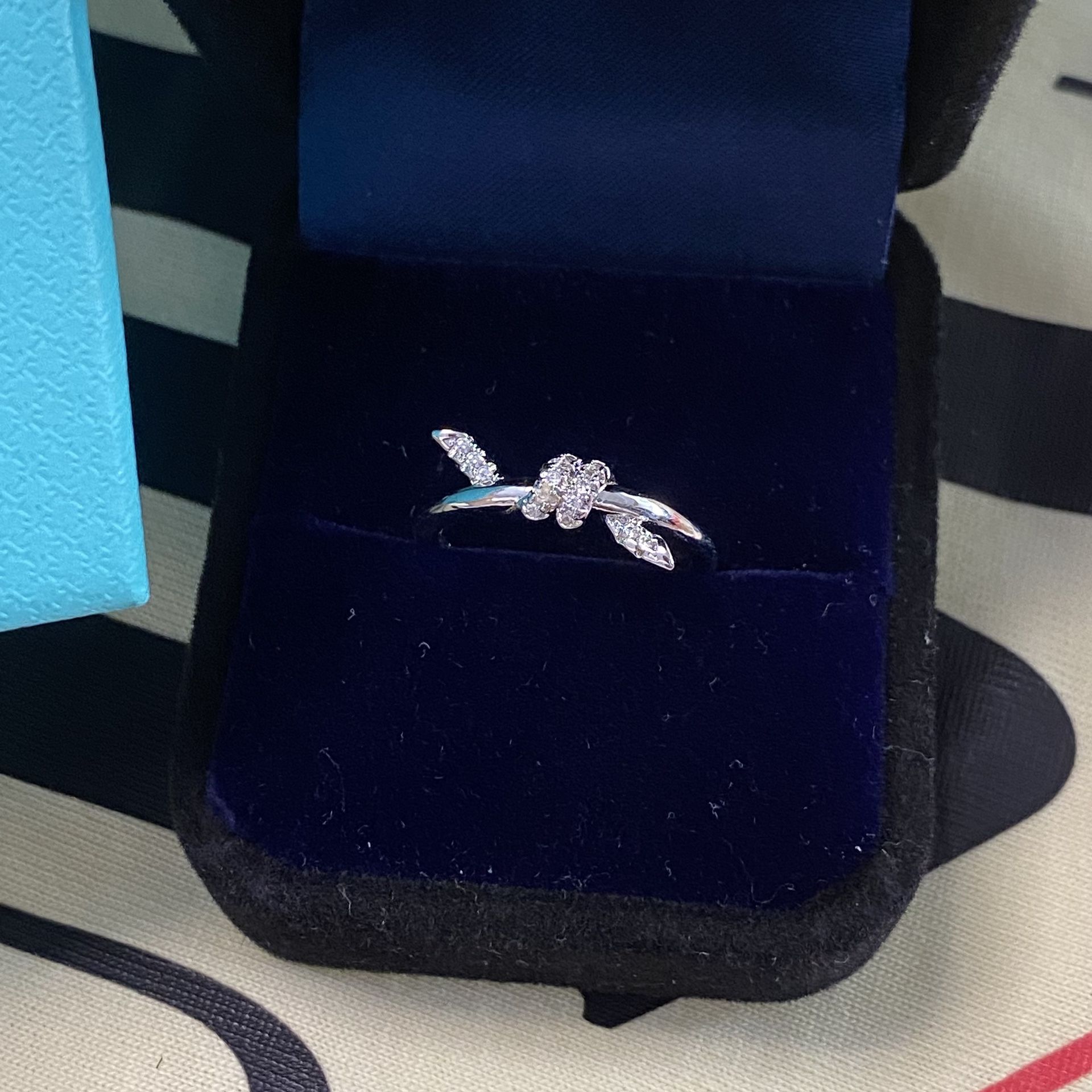 Tiffany 18K White Gold Womens Intertwined Diamond Ring