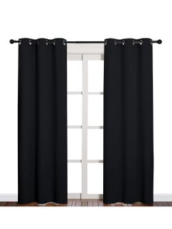 Black Blackout Curtain Panels with Grommets