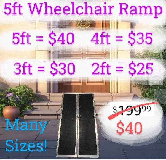 Wheelchair Scooter Bike Ramps Many Sizes Aluminum Portable Folding W/ Handles