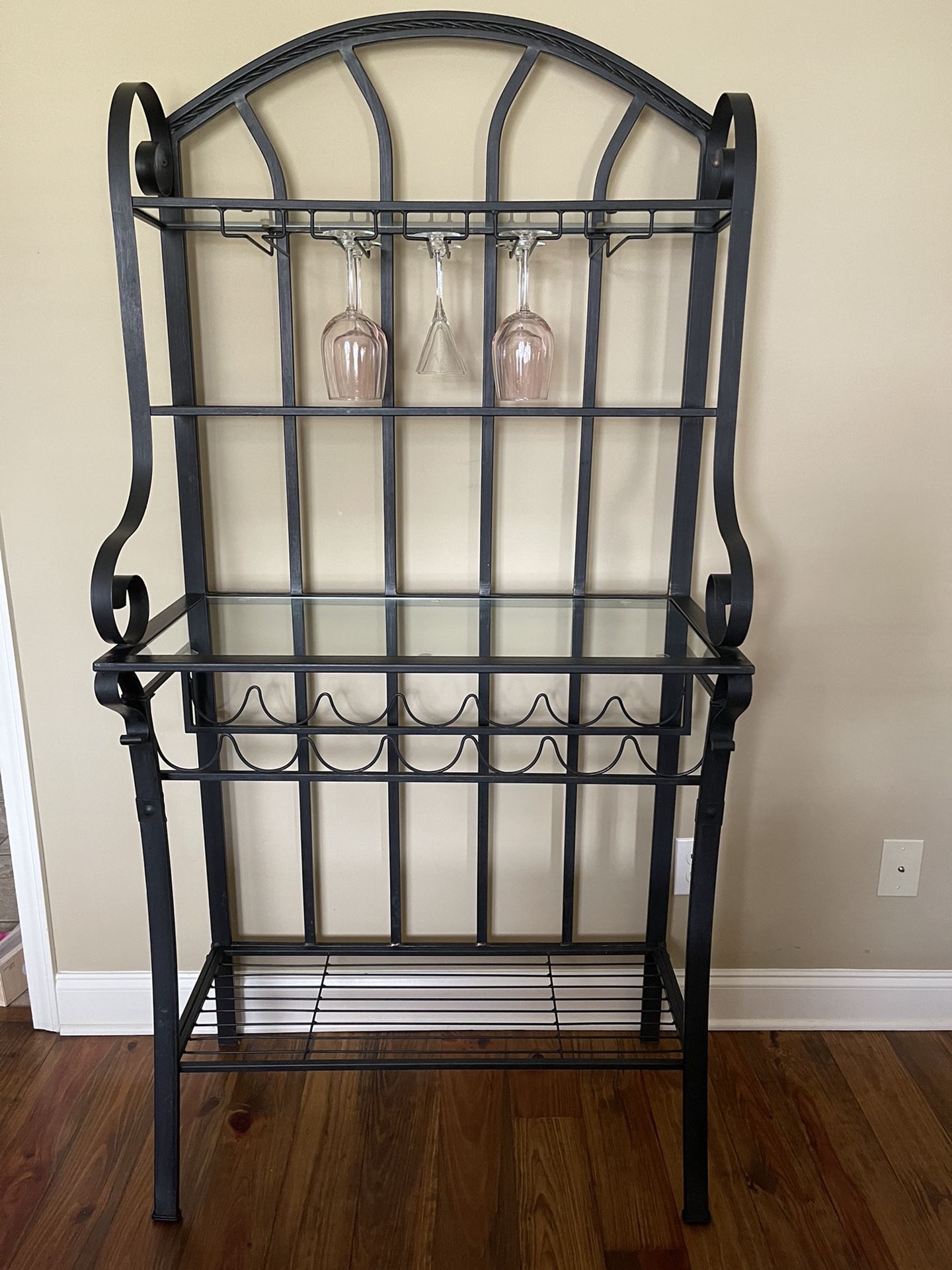 Vintage Bronze Metal Wine Rack 
