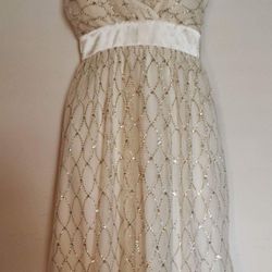 Cream And Gold Prom/ Homecoming/ Formal / Bridesmaids Dress