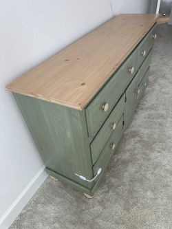 green dresser with wood top Sage Green Dresser & Nightstand – VillelasCo Furniture