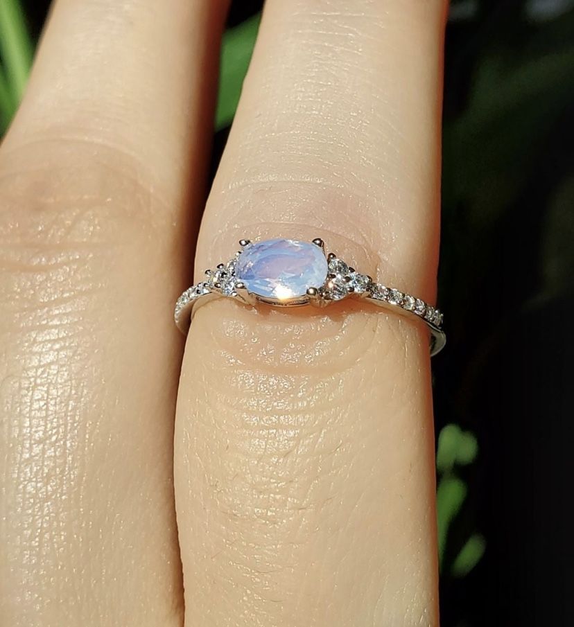 Pink Moonstone Ring S925 Sz 6 Or 7